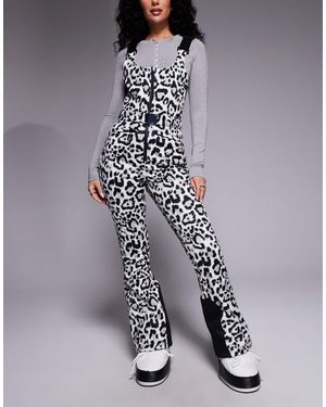 ASOS 4505 Ski & Snow Asos 4505 hourglass ski – wasserabweisende softshell-latz-skihose mit gürtel und schneeleopardenmuster - Weiß