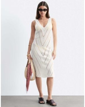 & Other Stories Crochet Knitted Midi Dress - White