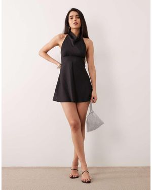ONLY Halterneck Satin Mini Dress - Natural