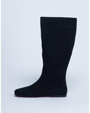 TOPSHOP Tess Real Suede Knee High Flat Boot - Black