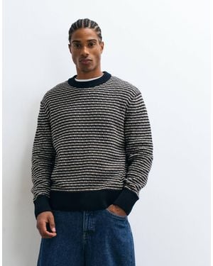 SELECTED 100% Cotton Structured Knit Sweater - Gray