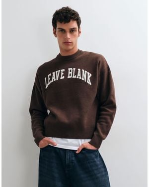 Only & Sons Boxy Fit Crew Neck Sweater With Leave Blank Varsity Print - Gray