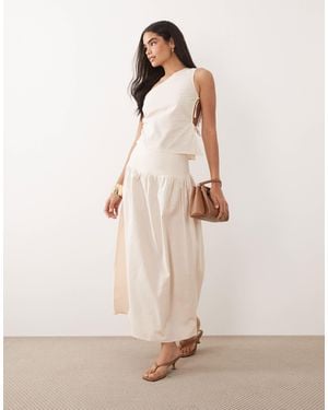 Kaiia Exclusive Linen Blend Drop Maxi Skirt - Natural