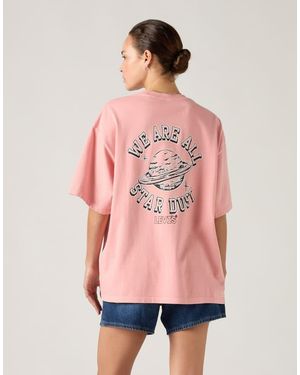Levi's Camiseta Color Coral De Manga Corta Con Estampado Gráfico Apilado De Algodón - Rosa