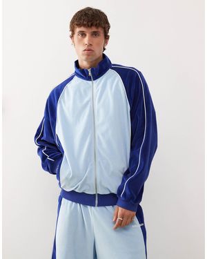 Collusion Velour Panelled Jacket - Blue