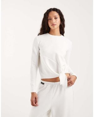 4th & Reckless Modal Tie Front Detail Long Sleeve Top - White