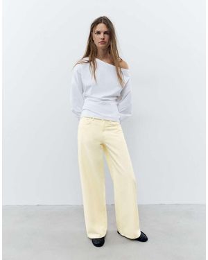 Pull&Bear Jeans A Gamba Larga A Vita Bassa Gialli - Giallo
