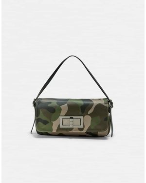 Stradivarius Printed Compact Shoulder Bag With Clasp - Green