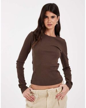 JJXX Rib Long Sleeve Top - Brown