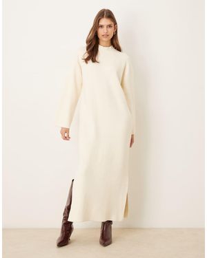 Y.A.S Stand Neck Knitted Maxi Dress - Natural