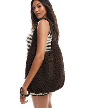 Pull&Bear Crochet Shoulder Bag - Black