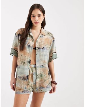 ASOS Mixed Linen-look Shirt (part Of A Set)-multi - Multicolor