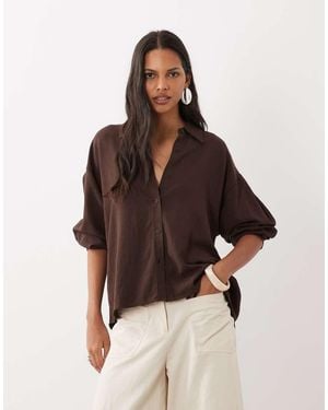 ASOS Oversized Overhemd Van Linnenmix - Bruin