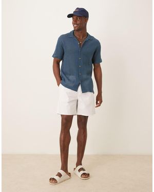 ASOS Mid Length Pull On Linen Blend Short - Blue