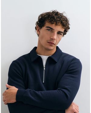 ASOS Essentials Quarter Zip Polo - Blue