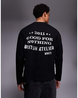 Good For Nothing Long Sleeve Waffle T-Shirt - Blue