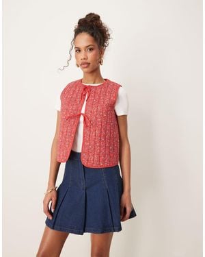 Nobody's Child Tie-detail Quilted Gilet - Blue