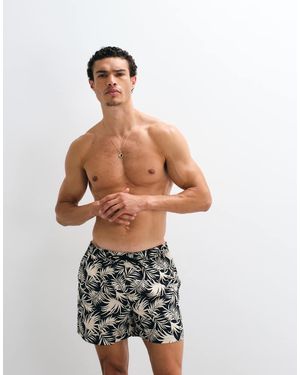 New Look Palm Print Swim Shorts - Black