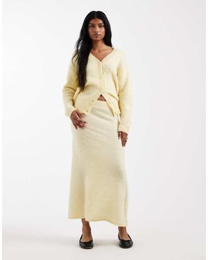 Pieces Fluffy Knitted Maxi Skirt Co-ord - Natural