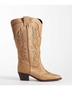 ASOS Curve Celestine Flat Western Knee Boots - Brown