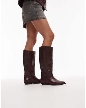 Bronx Kendra Buckle Detail Riding Boots - Red