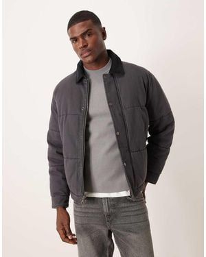 Abercrombie & Fitch Washed Twill Puffer Jacket - Grey
