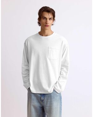 Pull&Bear Locker geschnittenes langarm-t-shirt - Weiß