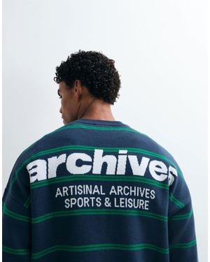 ASOS Oversize-strickpullover mit streifen und rückendruck - Grün