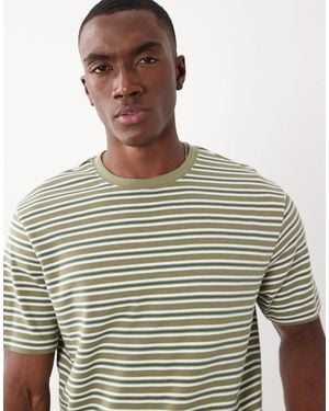 Threadbare T-shirt rayé à manches courtes - blanc et - Marron