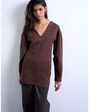TOPSHOP Interlock V-neck Banana Sleeve Tunic Top - Purple
