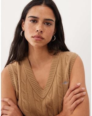 GANT Cable Knit Singlet - Brown