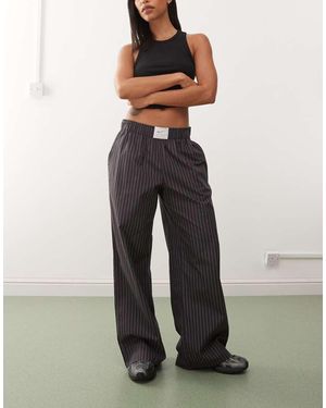 Nike Stripe Poplin Wide Leg Trousers - Grey