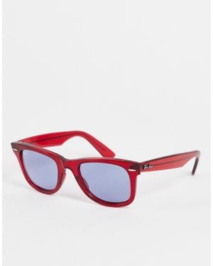 Ray-Ban Wayfarer Classic Sunglasses With Blue Lens - White