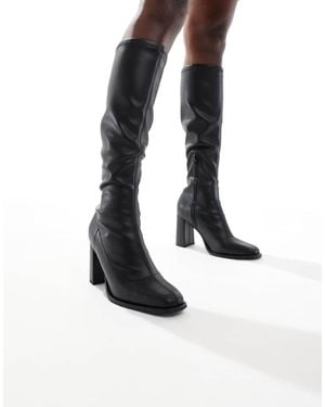 London Rebel Botas Por La Rodilla Negras Estilo Calcetín Paige De -Negro - Blanco