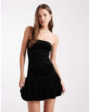 Miss Selfridge Velvet Bubble Hem Mini Dress - Black