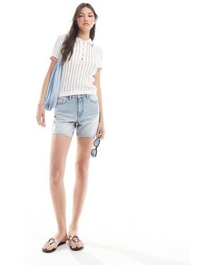 Monki Aimo Relaxed Denim Shorts - Blue