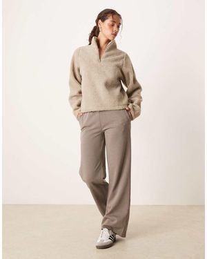 Brave Soul Cotton Blend Wide Leg Joggers - Natural
