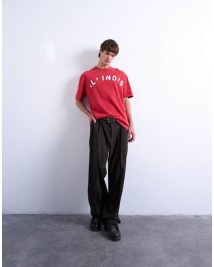 TOPMAN T-Shirt Oversize Rossa Con Stampa "Illinois" Sul Davanti E Sul Retro - Rosso