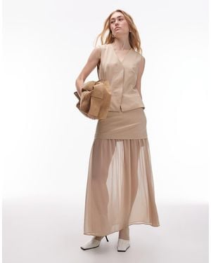 ASOS Elegante Maxi Rok Met Gelaagd Chiffon - Naturel