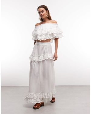 ASOS Cutwork Lace Co-Ord Maxi Skirt - White