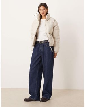 Jdy Zip Detail Padded Coat - Blue