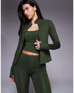 4505 Icon Active Zip Up Sculpting Long Sleeve Jacket With Zip Pockets - Green