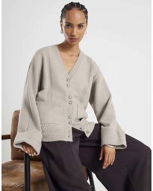 River Island Knitted Long Sleeve Cardigan - Natural