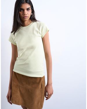 T-shirt Basique Topshop Femme Taille 8 - Vert, Col Rond, Manches Courtes - Occasion