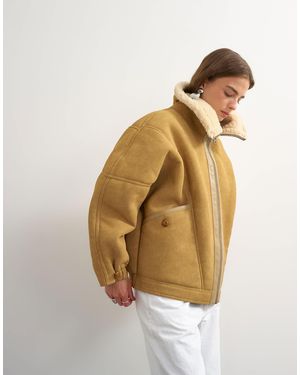 TOPSHOP Ovoid Shearling Jacket - Metallic