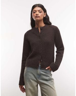 Weekday Wool Blend Fitted Cardigan - Brown