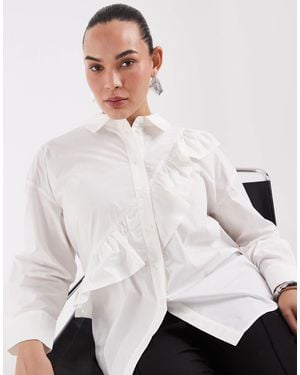 Vero Moda Asymmetric Ruffle Shirt - Natural