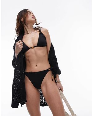 TOPSHOP – strukturierte bikinihose - Schwarz