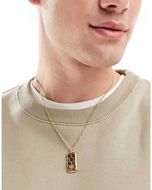 Icon Brand Hex Dog Tag Pendant Necklace - Natural