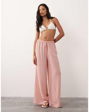 Aray Pantalones Playeros De Tejido Semitransparente De - Rosa
